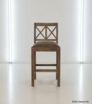 SOLID WOOD COUNTER STOOL W/ FULL HIDE LEATHER SEAT