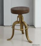 ADJUSTABLE HEIGHT IRON & LEATHER STOOL