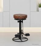 Round Iron & Leather Stool