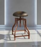 ADJUSTABLE HEIGHT METAL & LEATHER STOOL