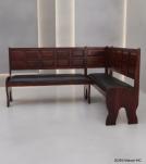CORNER WOOD & LEATHER BENCH