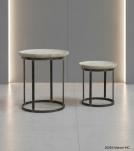 SET OF 2 STACKING SIDE TABLES WOOD & IRON