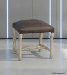 LEATHER & SOLID WOOD STOOL / DINING CHAIR