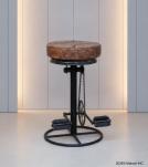 Round Iron & Leather Stool