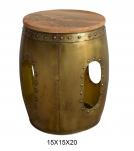 SOLID WOOD & METAL END TABLE 