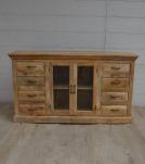 SOLID WOOD 8 DRAWERS 2 GLASS DOORS SIDEBOARD