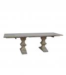 SOLID WOOD PEDESTAL EXTENSION DINING TABLE