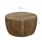 HAND CARVED SOLID WOOD ROUND COFFEE TABLE