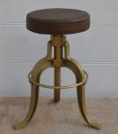 ADJUSTABLE HEIGHT IRON & LEATHER STOOL