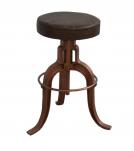 ADJUSTABLE HEIGHT IRON & LEATHER STOOL