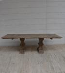 SOLID WOOD PEDESTAL EXTENSION DINING TABLE