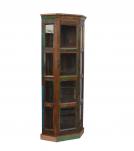 SOLID RECLAIMED WOOD & GLASS CORNER CABINET
