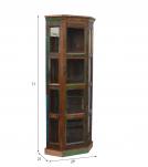SOLID RECLAIMED WOOD & GLASS CORNER CABINET