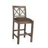 SOLID WOOD COUNTER STOOL W/ FULL HIDE LEATHER SEAT