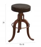 ADJUSTABLE HEIGHT IRON & LEATHER STOOL