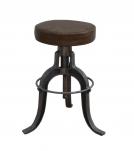 ADJUSTABLE HEIGHT IRON & LEATHER STOOL