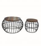 SET OF 2 SOLID WOOD & METAL COFFEE TABLE