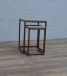 SET OF 2 WOOD & IRON NESTING SIDE TABLES