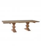 SOLID WOOD PEDESTAL EXTENSION DINING TABLE