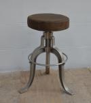 ADJUSTABLE HEIGHT IRON & LEATHER STOOL