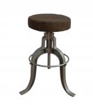 ADJUSTABLE HEIGHT IRON & LEATHER STOOL