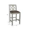 SOLID WOOD COUNTER STOOL W/ FULL HIDE LEATHER SEAT