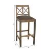 SOLID WOOD BAR STOOL W/ FULL HIDE LEATHER SEAT