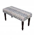 UPHOLSTERED CLOTH & SOLID WOOD BENCH