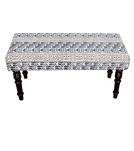 UPHOLSTERED CLOTH & SOLID WOOD BENCH