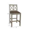 SOLID WOOD COUNTER STOOL W/ FULL HIDE LEATHER SEAT