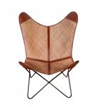 WOVEN MATERIAL, LEATHER & IRON BUTTERFLY CHAIR