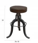 ADJUSTABLE HEIGHT IRON & LEATHER STOOL