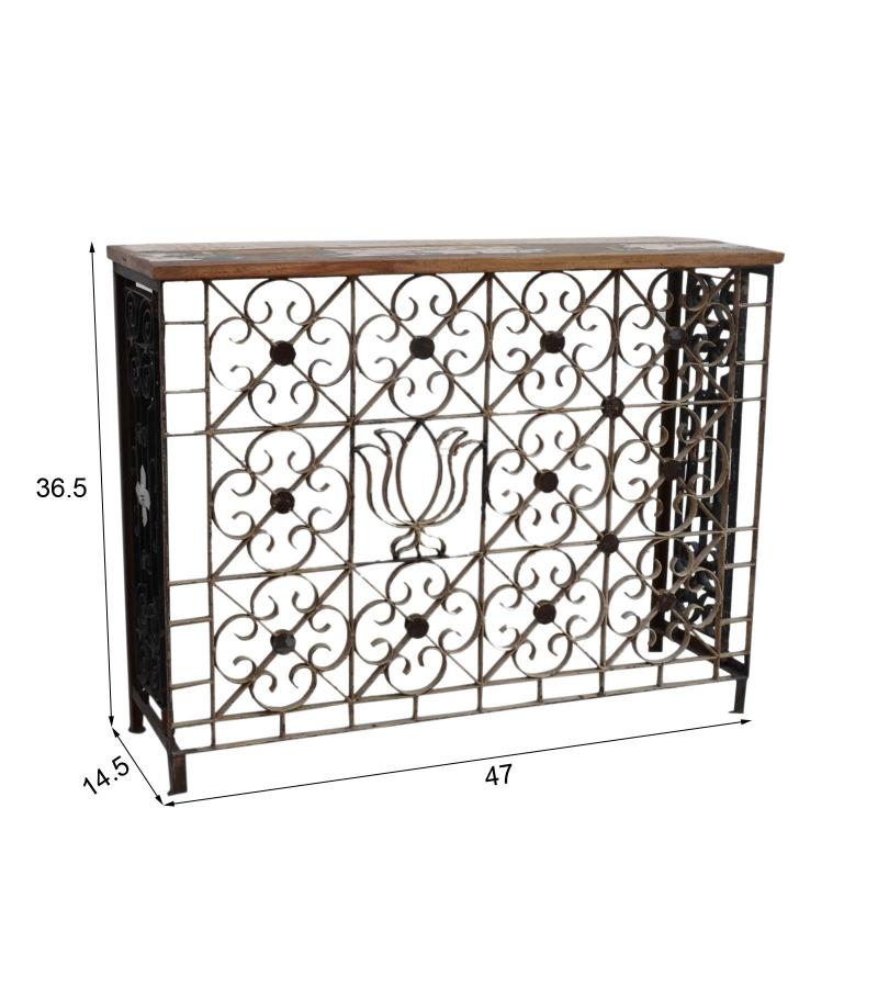 ORNATE METAL & WOOD CONSOLE