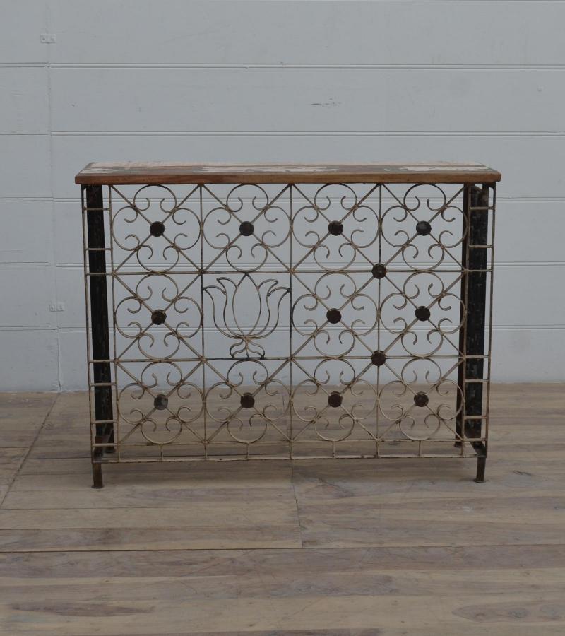 ORNATE METAL & WOOD CONSOLE