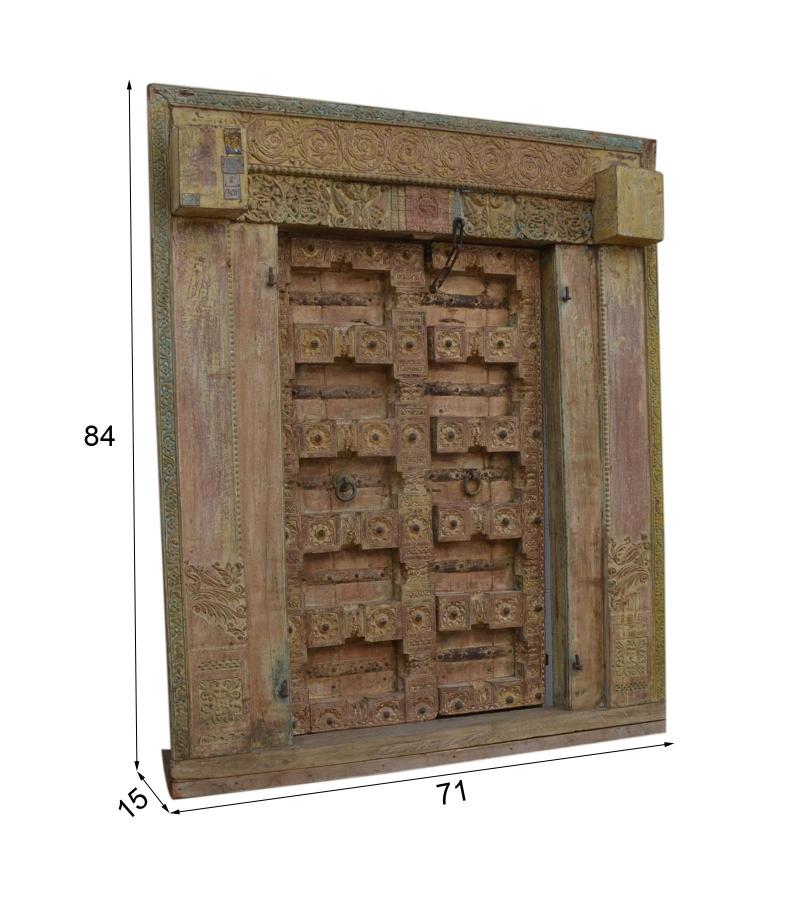HAND CARVED SOLID WOOD INDIAN DOOR & CASING