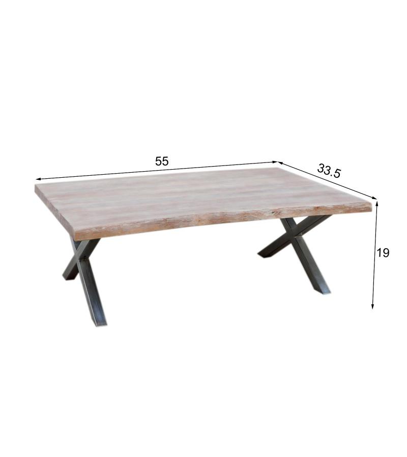 SOLID LIVE EDGE WOOD COFFEE TABLE W/ METAL BASE