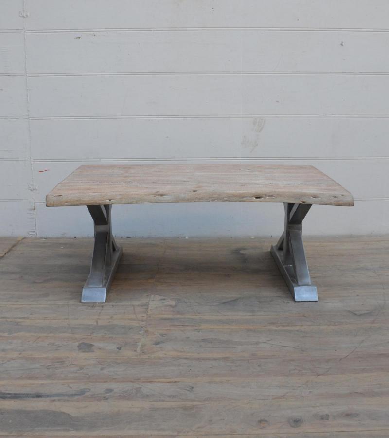 SOLID LIVE EDGE WOOD & IRON COFFEE TABLE