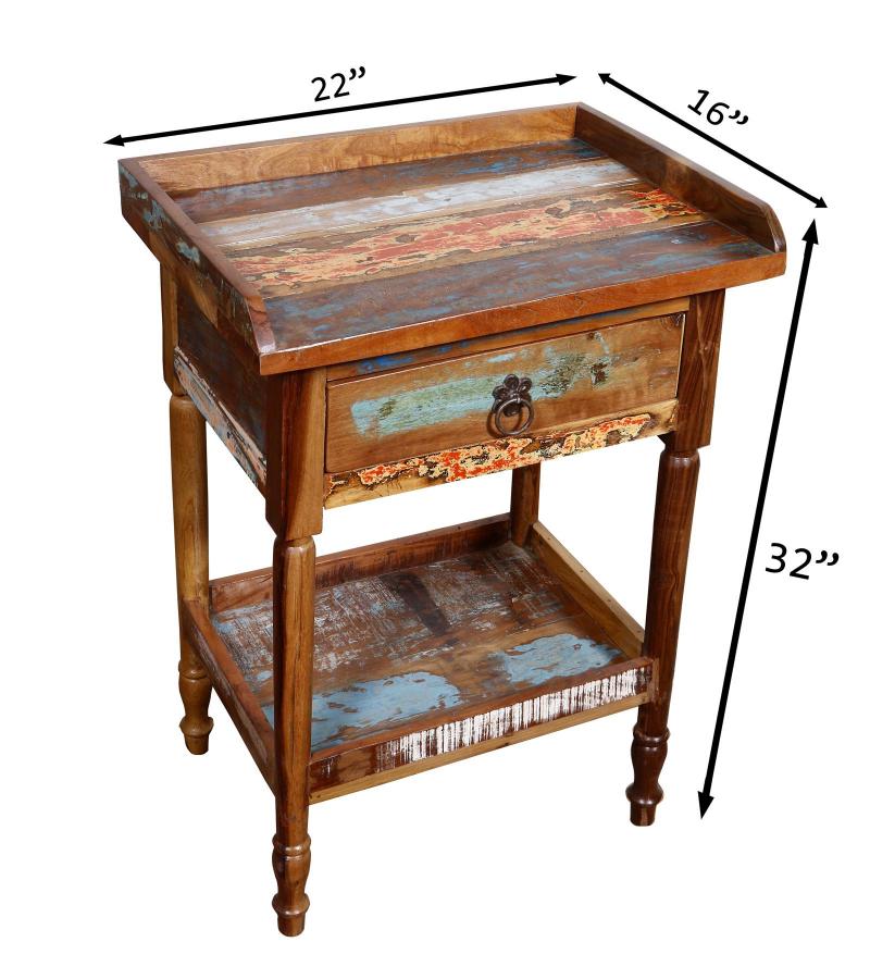 SOLID RECLAIMED TEAK WOOD SIDE TABLE END TABLE