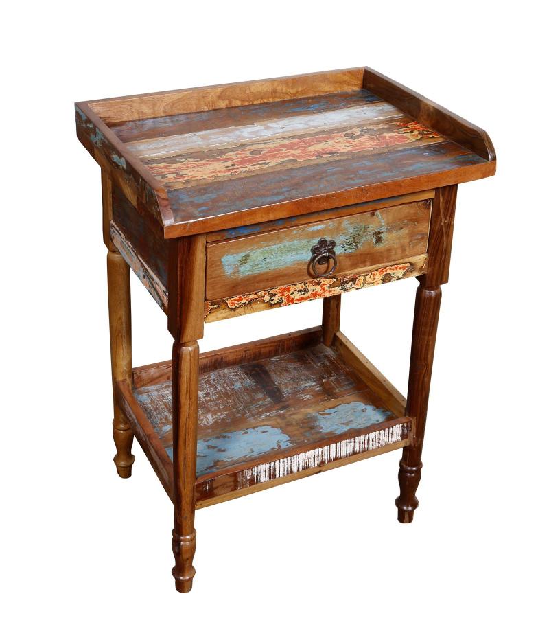 SOLID RECLAIMED TEAK WOOD SIDE TABLE END TABLE