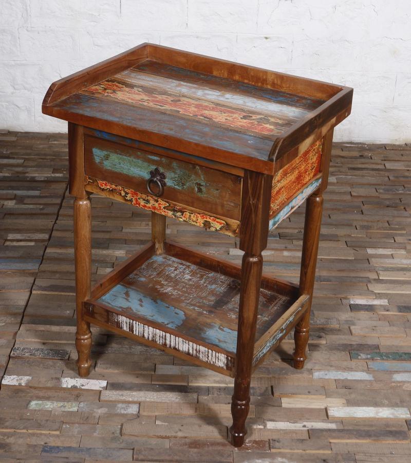 SOLID RECLAIMED TEAK WOOD SIDE TABLE END TABLE