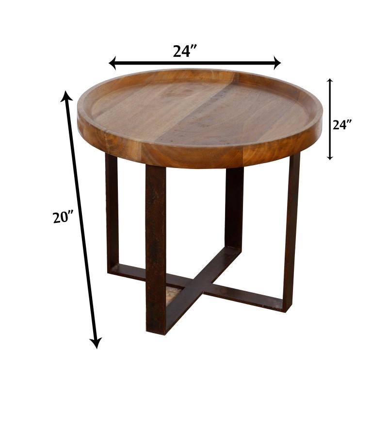 IRON WOOD ROUND AND TABLE