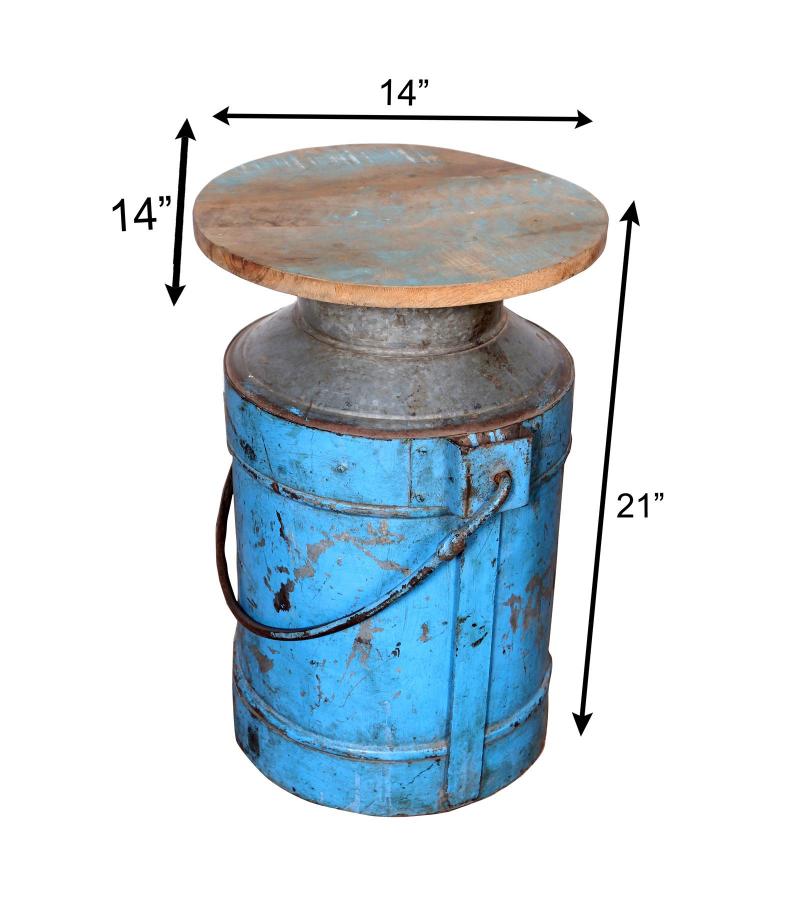 IRON WOOD DRUM TABLE