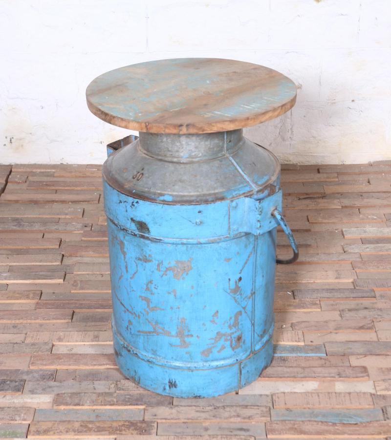 IRON WOOD DRUM TABLE