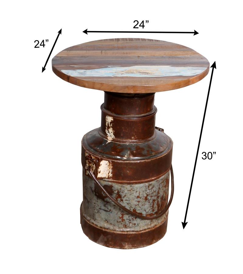 IRON WOOD DRUM TABLE