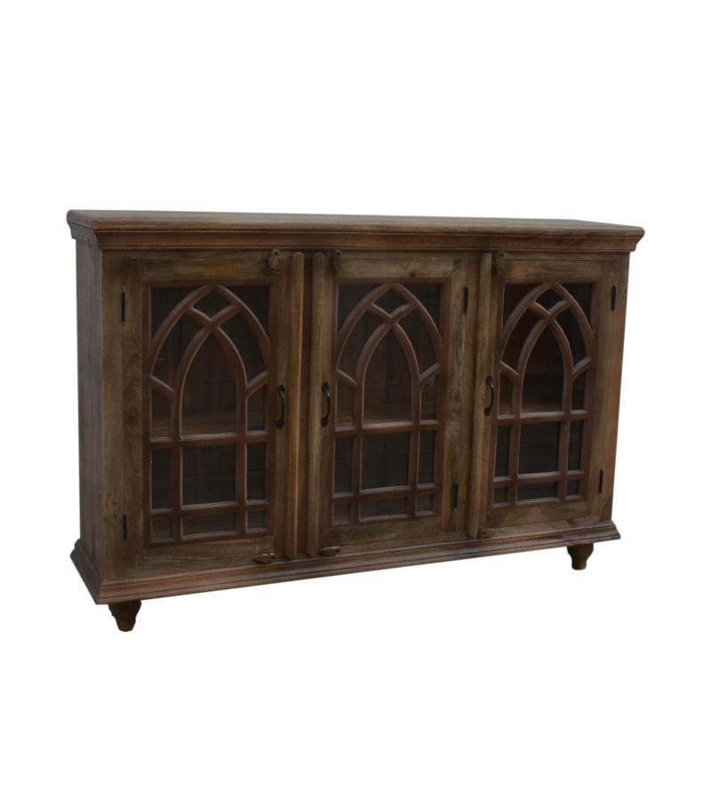 SOLID WOOD & GLASS SIDEBOARD