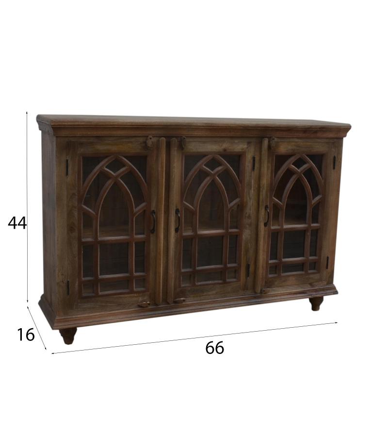 SOLID WOOD & GLASS SIDEBOARD