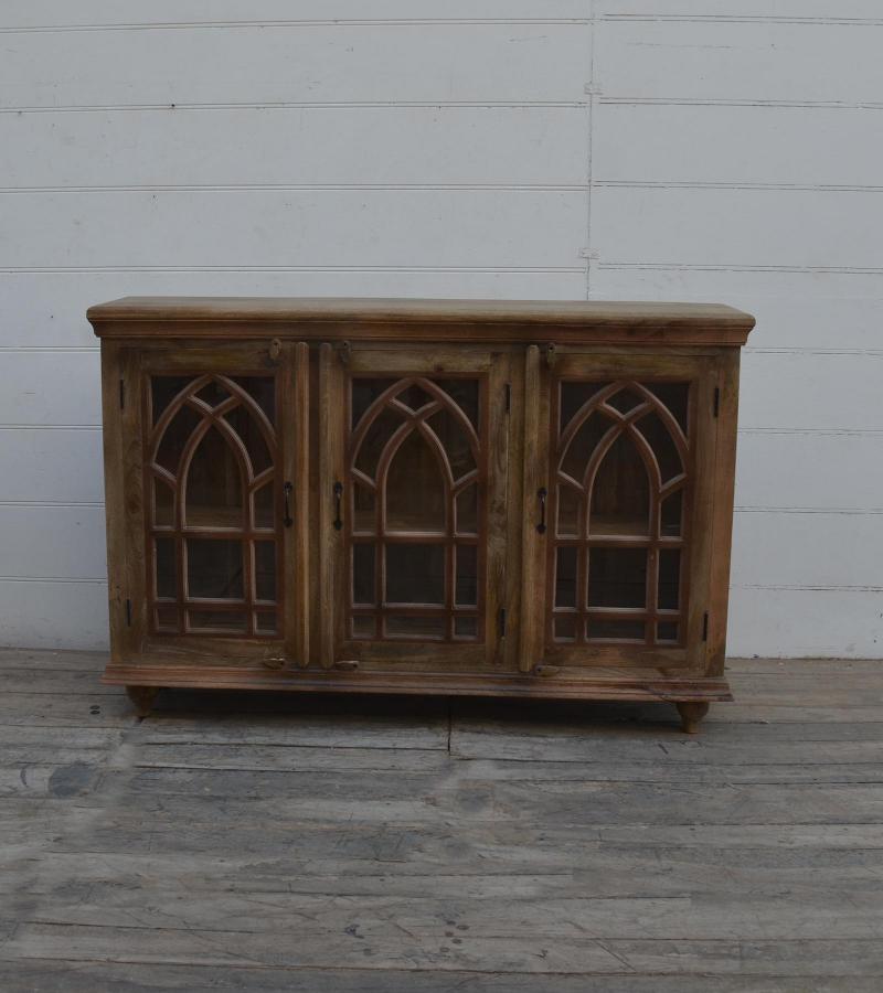 SOLID WOOD & GLASS SIDEBOARD