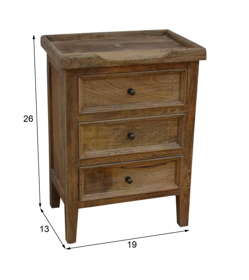 SOLID WOOD 3 DRAWER NIGHTSTAND END TABLE