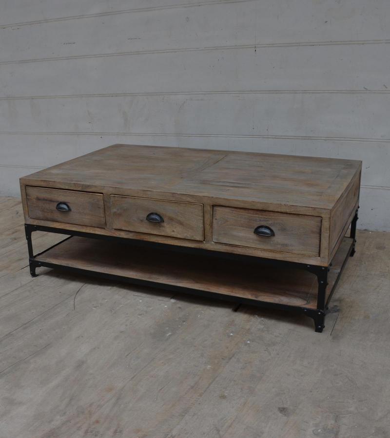 SOLID WOOD & IRON COFFEE TABLE