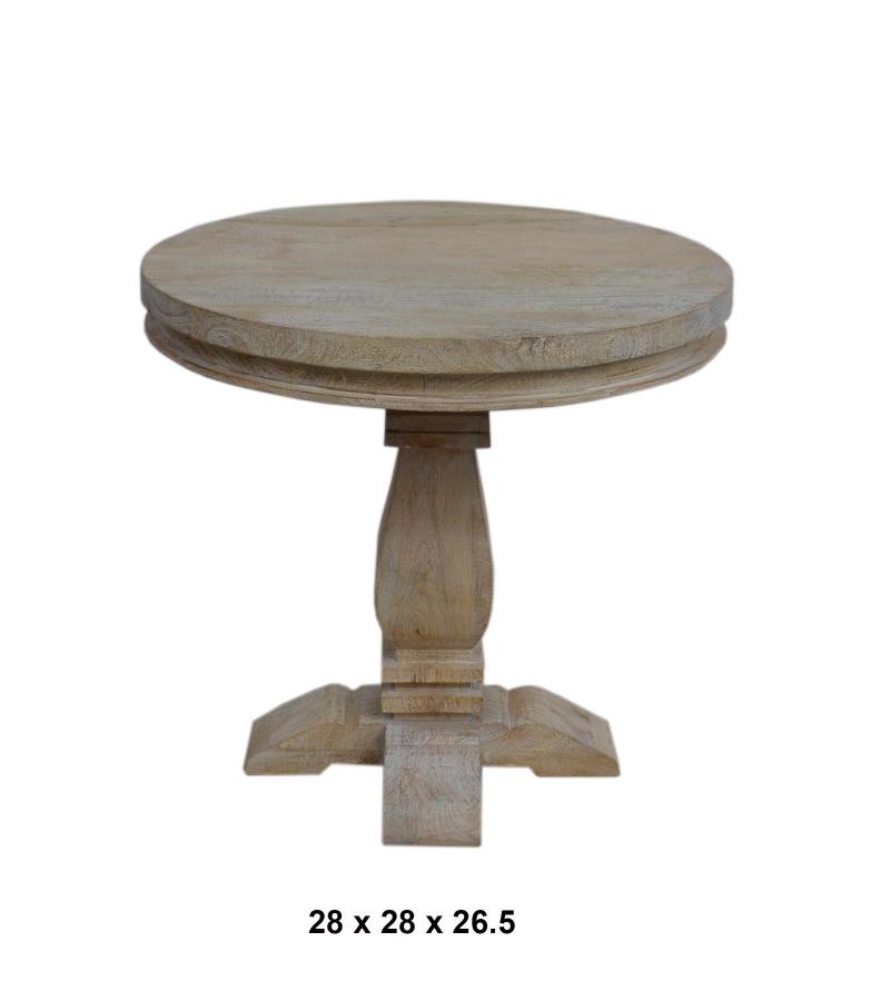 SOLID WOOD ROUND PEDESTAL END TABLE